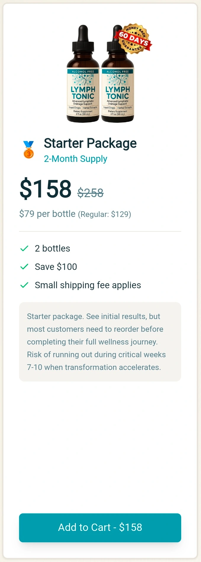 lymph tonic 2 bottle cost